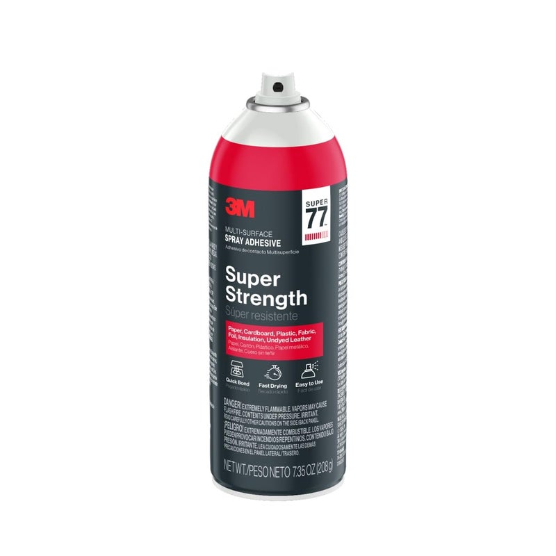 3M Super 77 Multipurpose Spray Adhesive, 7.35 oz Cans, Pack of 12 â€“ Bulk High-Strength Spray Glue for Foam, Fabric, Plastic, Paper, Cardboard, Metal & More - Image 2